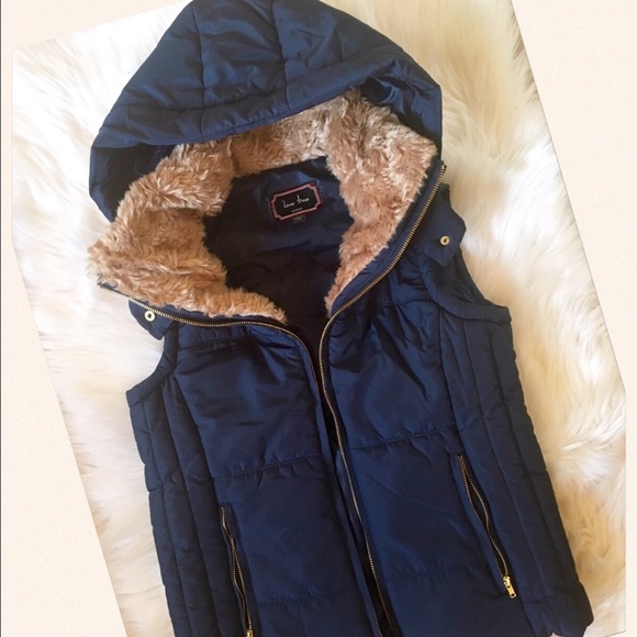 Navy blue vest with hood