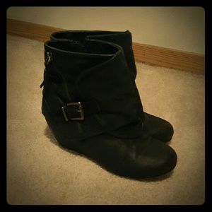 Black Wedge Booties