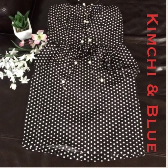 Kimchi & Blue Strapless Polkadot Peplum Dress - Picture 2 of 4