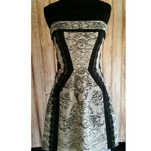 White with black lace BCBG dress
