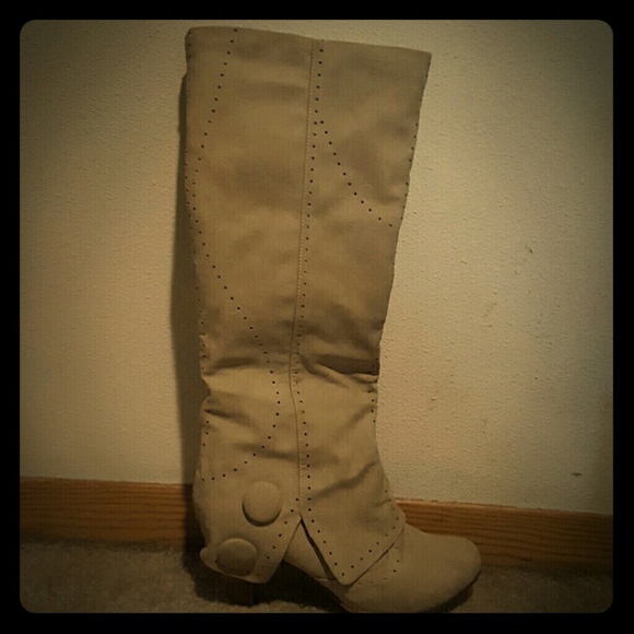 Not rated tall beige high heel boots