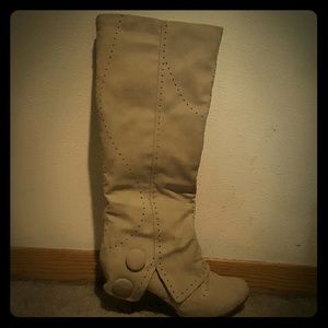 Not rated tall beige high heel boots