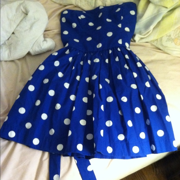 Holister Blue and white polkadot party dress