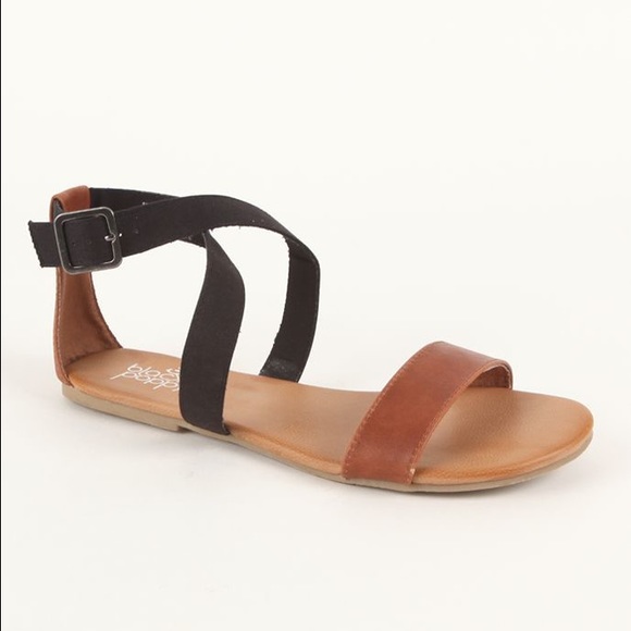 IN SEARCH: PACSUN BLACK POPPY ANKLE CROSS SANDALS - Picture 1 of 1