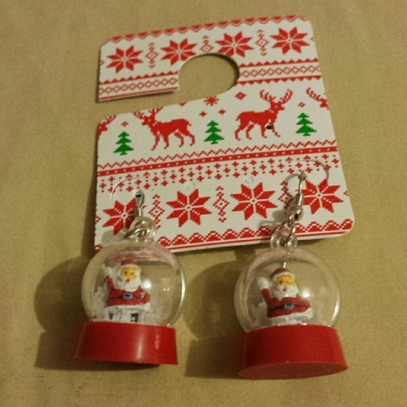 Santa snow globe earrings