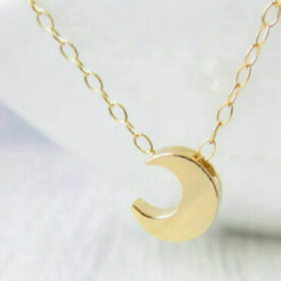 Dainty Crescent Moon Necklace (gold or silver) - Picture 2 of 4