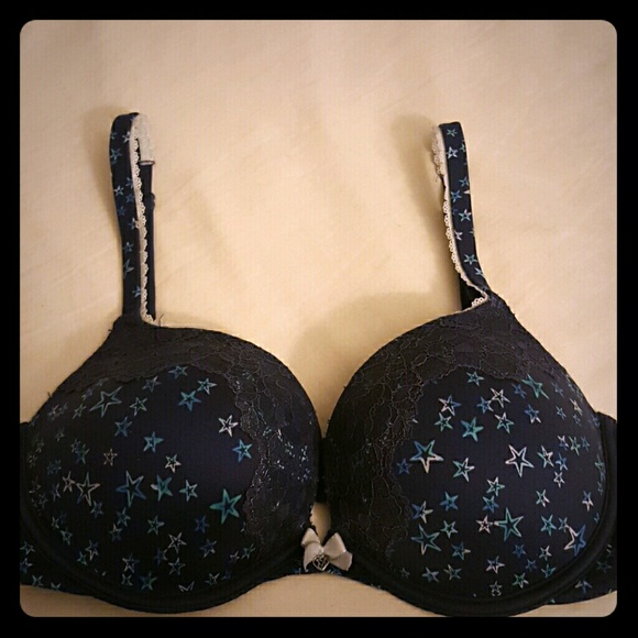 VS Lace Trim Midnight Stars Push Up Bra NWOT - Picture 1 of 1