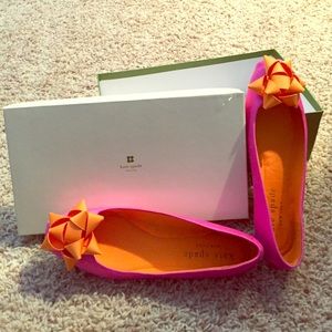 Kate Spade "Fiona" pink satin flats, size 7.5