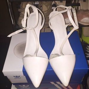Zara basic t strap white heels