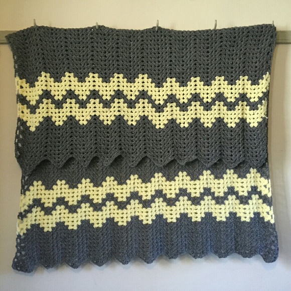 Handmade granny square ripple blanket