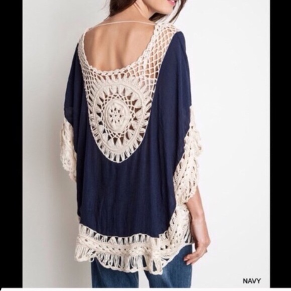Chic Crochet trim  boho tunic - Picture 3 of 3