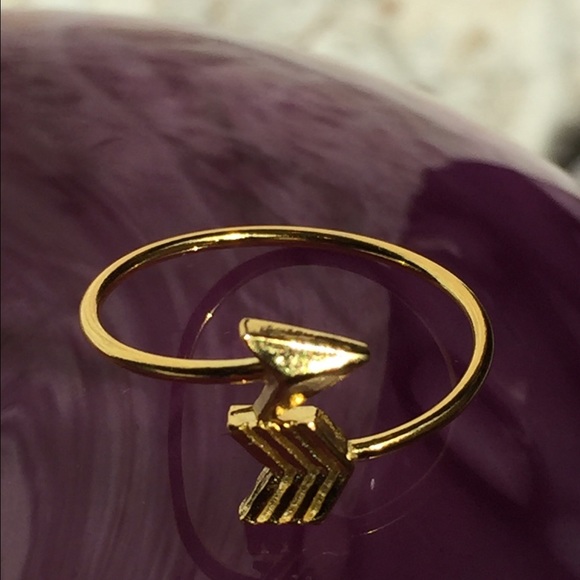 Sterling Silver Gold Plated Bypass Arrow Ring - Picture 2 of 2