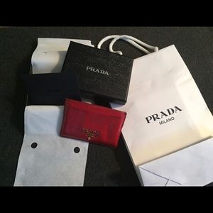 Authentic Prada Saffiano ID Card Holder Wallet