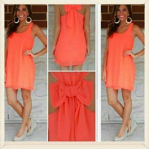 Coral sheer mini dress