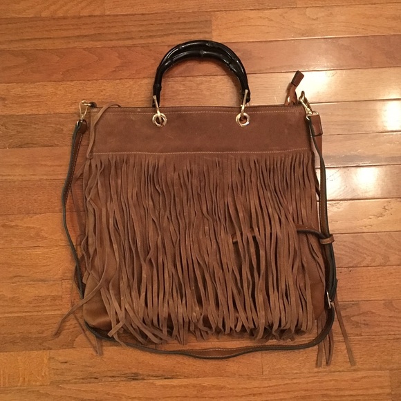 Genuine Suede with Fringe Crossbody Bag