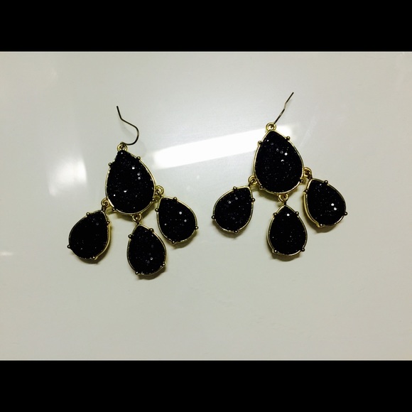 NWOT All-Sequined Black Hook Earrings