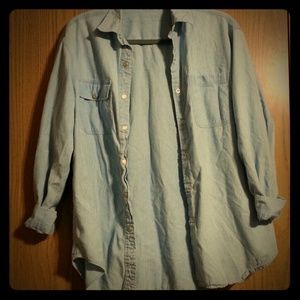 **TRADED**GAP LIGHT WASHED DENIM FLANNEL JACKET