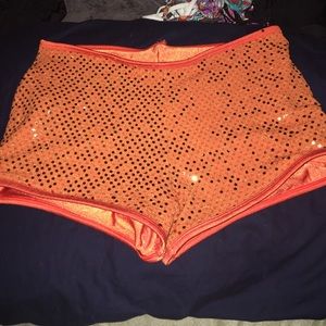 High waisted sequin orange hot pants