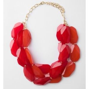 Red Three Gem Statement Necklace
