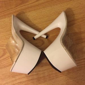 White/clear stripper heels