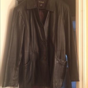 Women black leather jacket