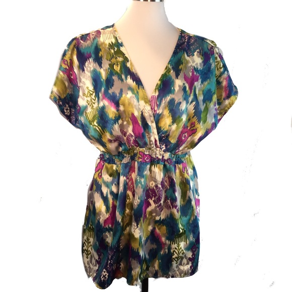 SOLD Lane Bryant Surplice Smocked Waist Blouse