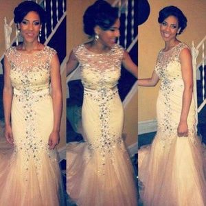 Champagne Fitted Prom dress