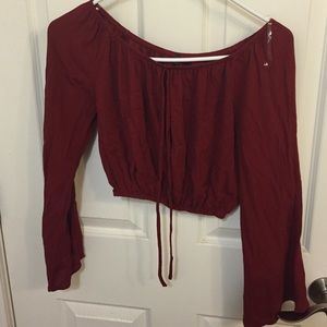 Maroon long sleeve crop top