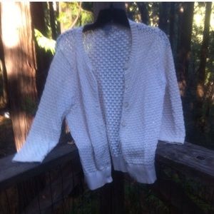 3/4 sleeve cream cardigan sweater