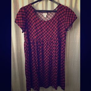 Black/Red Checkered Babydoll Dress