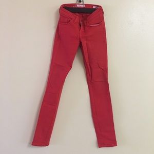 Skinny red jeans