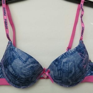 Playboy Bunny Denim Logo Print Bra Playboy Bunny Denim Logo Print Bra