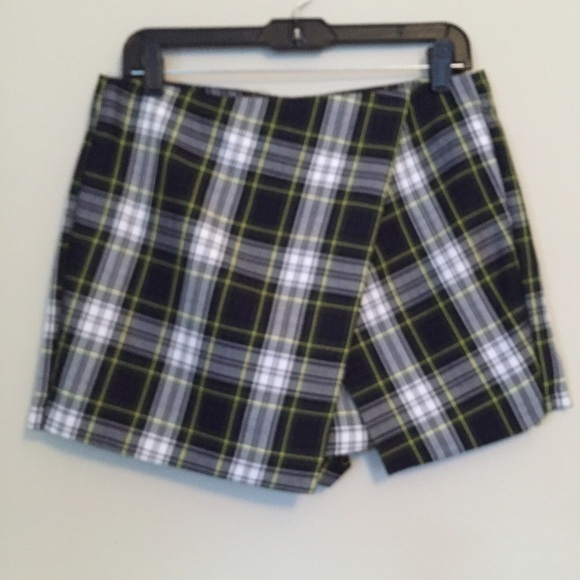 Topshop assym plaid skirt skort shorts NWT