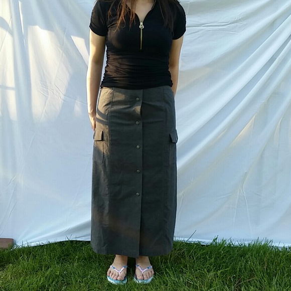 Eddie Bauer | Skirts | Eddie Bauer Long Cotton Pwncil Skirt Side Pocket ...