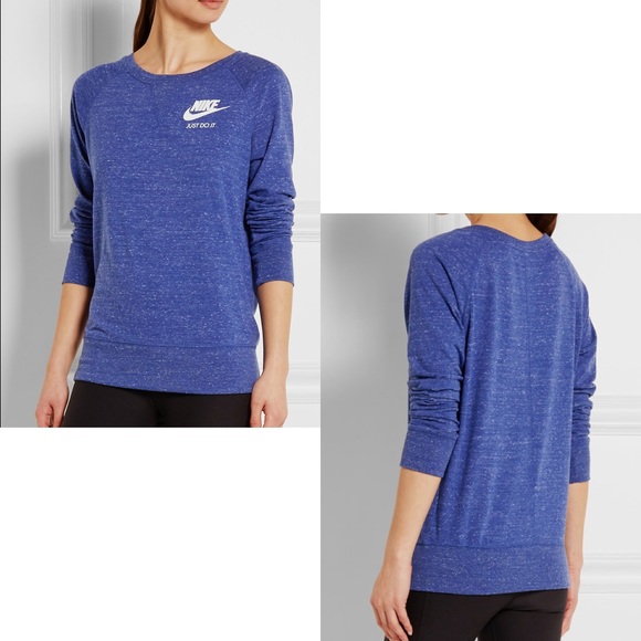 Nike Blue Marl Gym Vintage Long Sleeve Tee - Picture 2 of 3