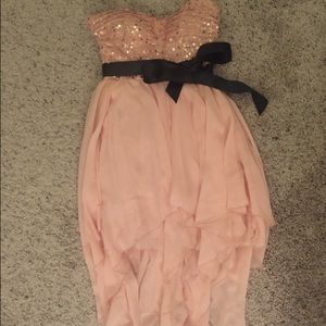 Light Pink High Low Prom Dress