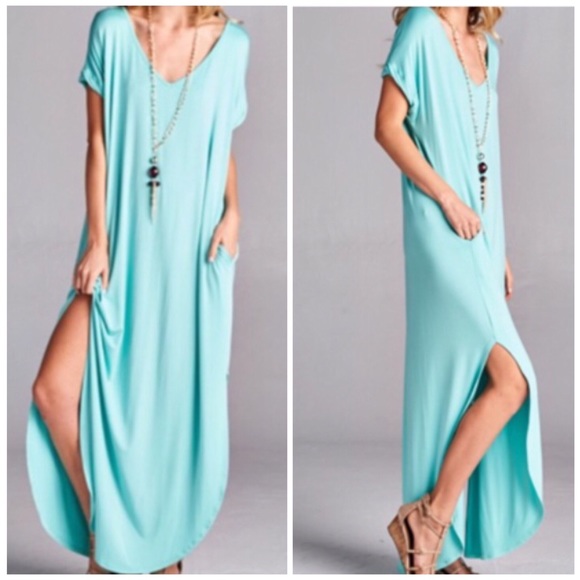 Maxi Dress slouchy Oversized Side Slit chiffon - Picture 2 of 4