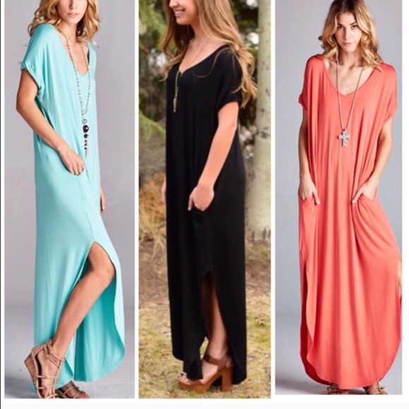 Maxi Dress slouchy Oversized Side Slit chiffon - Picture 3 of 4