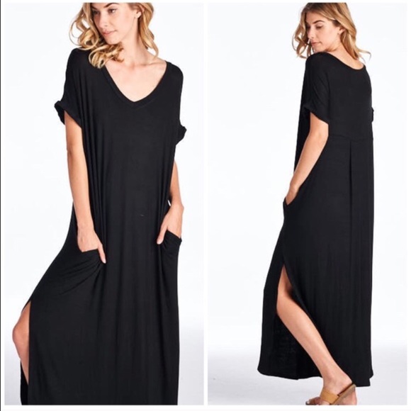 Maxi Dress slouchy Oversized Side Slit chiffon - Picture 4 of 4