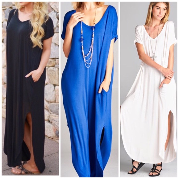 Black Side Slit Maxi Dress - Picture 3 of 3