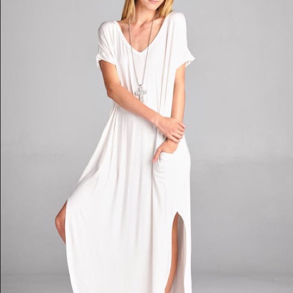 Slouchy Oversized Maxi Side Slit Dress Shirtdress - Picture 4 of 4