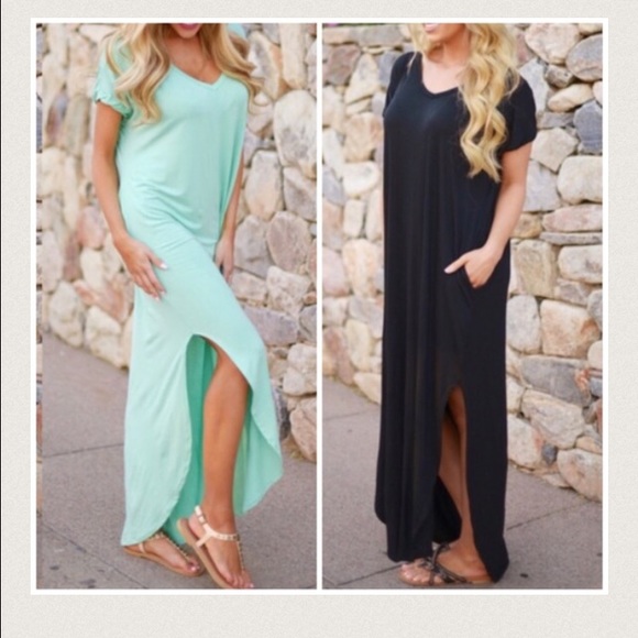 Slouchy Oversized Maxi Side Slit Dress Shirtdress - Picture 3 of 4