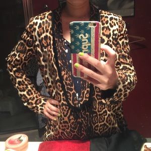 Juicy couture leopard print jacket blazer size L