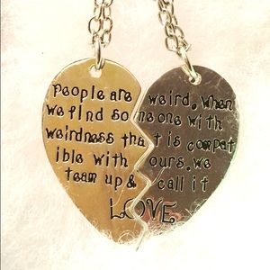 Two Weird People Meet & Call it Love 2PC necklace