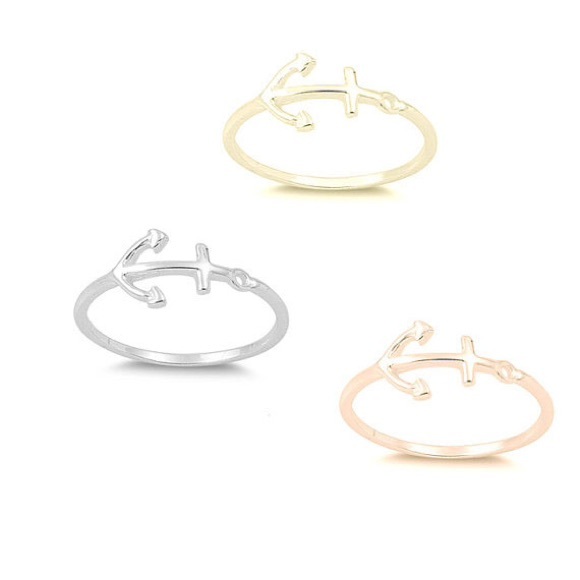 New Celebrity Style Anchor Ring Gold and Silver - Picture 3 of 3
