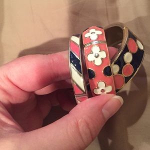 Set of 3 blue and pink hinged bangles
