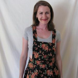 Cute Floral Overalls Dress