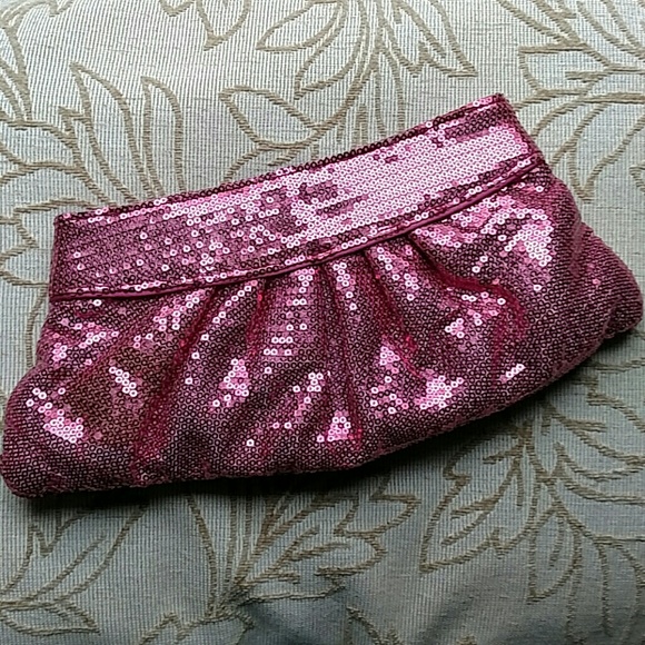 Steve Madden pink sequined clutch.