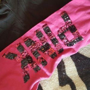 Pink sequin youga boot pants