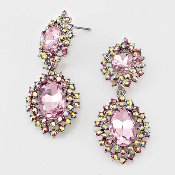 Floral Rhinestone Evening Earrings